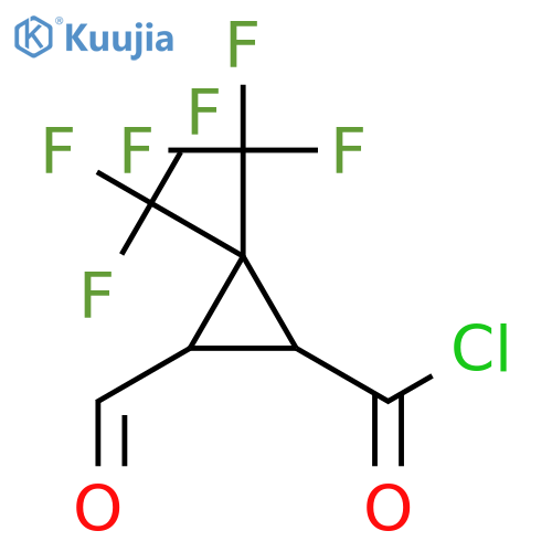 (1R,3R)-3-formyl-2,2-bis(trifluoromethyl)cyclopropanecarbonyl chloride structure