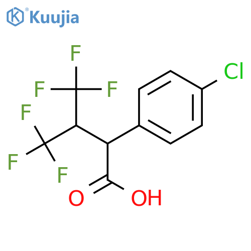 2-(4-chlorophenyl)-4,4,4-trifluoro-3-(trifluoromethyl)butanoic acid structure