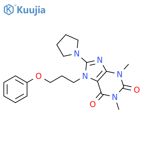 1,3-dimethyl-7-(3-phenoxypropyl)-8-(pyrrolidin-1-yl)-2,3,6,7-tetrahydro-1H-purine-2,6-dione structure