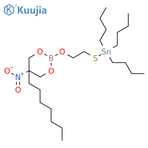 1,3,2-Dioxaborinane, 5-heptyl-5-nitro-2-[2-[(tributylstannyl)thio]ethoxy]- structure
