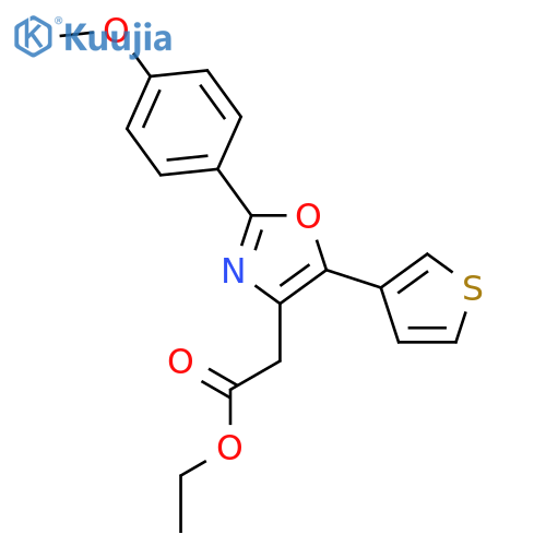 4-Oxazoleacetic acid, 2-(4-methoxyphenyl)-5-(3-thienyl)-, ethyl ester structure