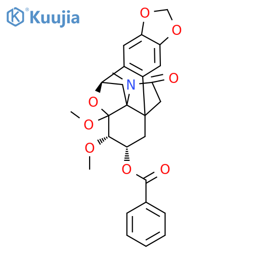 (2S,3S,6S)-3,4-dimethoxy-14-methyl-13-oxo-1,2,3,4,5,6-hexahydro-4a,11b-(epiminoethano)-4,6-epoxyphenanthro[2,3-d][1,3]dioxol-2-yl benzoate structure