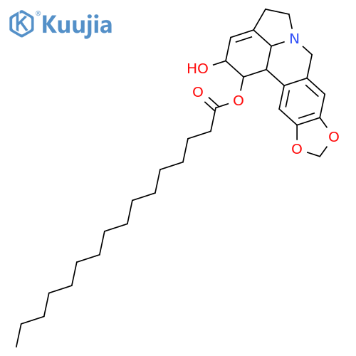 Hexadecanoic acid, (1S,2S,12bS,12cS)-2,4,5,7,12b,12c-hexahydro-2-hydroxy-1H-[1,3]dioxolo[4,5-j]pyrrolo[3,2,1-de]phenanthridin-1-yl ester structure