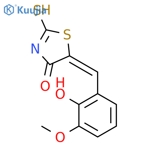(5E)-5-(2-Hydroxy-3-methoxybenzylidene)-2-mercapto-1,3-thiazol-4(5H)-one structure