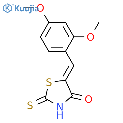(5E)-5-(2,4-dimethoxybenzylidene)-2-thioxo-1,3-thiazolidin-4-one structure